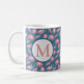 Monogramm-Kaffeetasse rosa Blumen blau für Mütter  Kaffeetasse (Links)