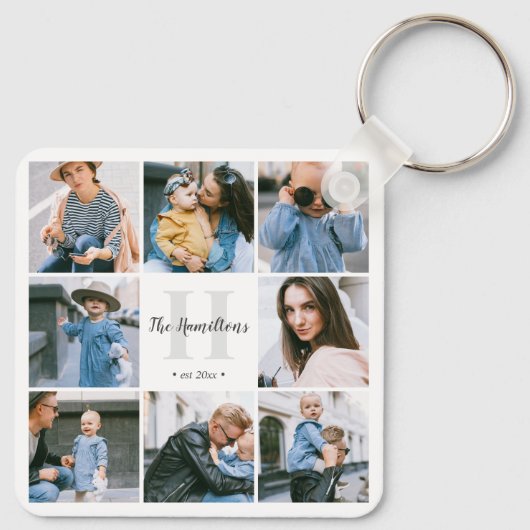 Monogramm-Kalligrafie 16 Foto-Schlüsselanhänger Schlüsselanhänger (Rückseite)