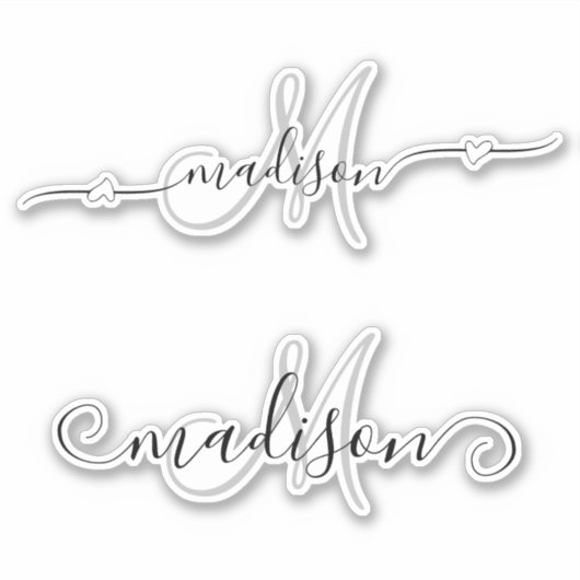 Monogramm-Kalligrafie Aufkleber (Vorderseite)
