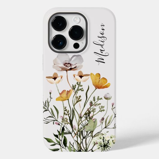 Monogramm Kalligrafie getrocknete Wildblume Bouque Case-Mate iPhone Hülle (Rückseite)