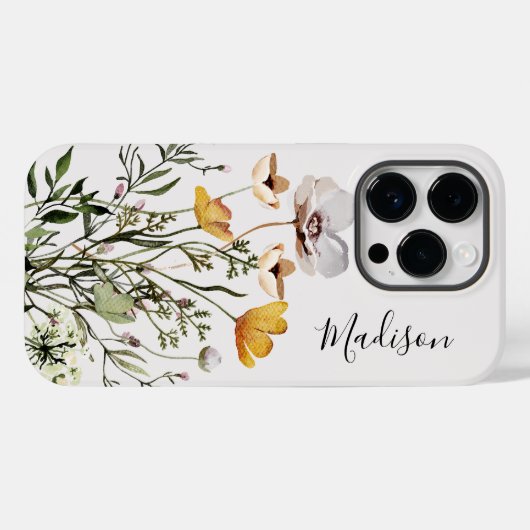 Monogramm Kalligrafie getrocknete Wildblume Bouque Case-Mate iPhone Hülle (Rückseite (Horizontal))