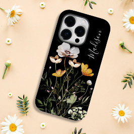 Monogramm Kalligrafie getrocknete Wildblume Bouque Case-Mate iPhone 14 Pro Hülle