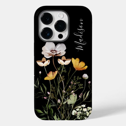 Monogramm Kalligrafie getrocknete Wildblume Bouque Case-Mate iPhone Hülle (Rückseite)