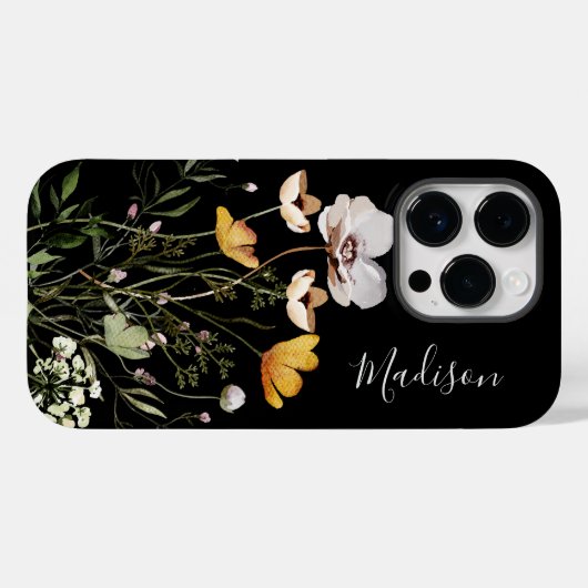 Monogramm Kalligrafie getrocknete Wildblume Bouque Case-Mate iPhone Hülle (Rückseite (Horizontal))