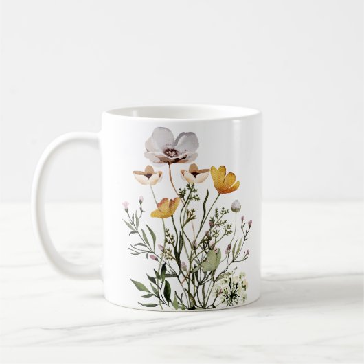 Monogramm Kalligrafie getrocknete Wildblume Bouque Kaffeetasse (Links)