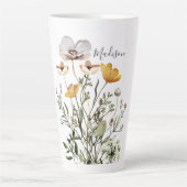 Monogramm Kalligrafie getrocknete Wildblume Bouque Milchtasse (Vorderseite)