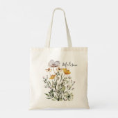 Monogramm Kalligrafie getrocknete Wildblume Bouque Tragetasche (Rückseite)