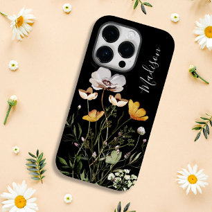 Monogramm-Kalligrafie getrockneter Wildblumenstrau Case-Mate iPhone 14 Pro Hülle
