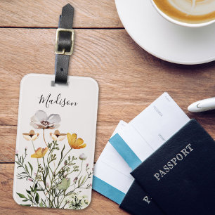 Monogramm-Kalligrafie getrockneter Wildblumenstrau Gepäckanhänger