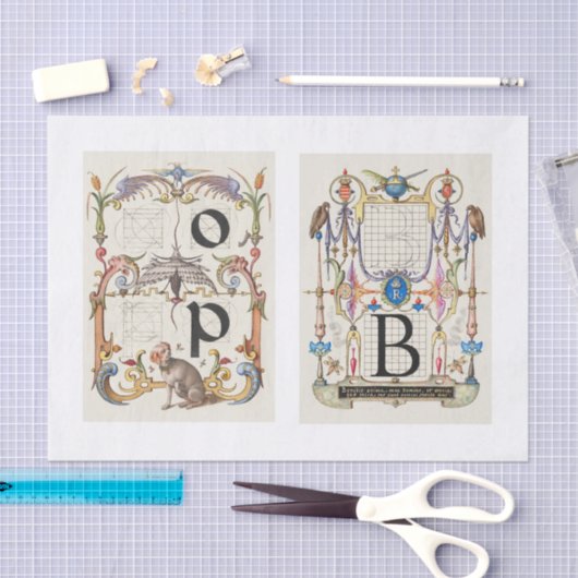 Monogramm-Kalligrafie Seidenpapier (Handwerk)