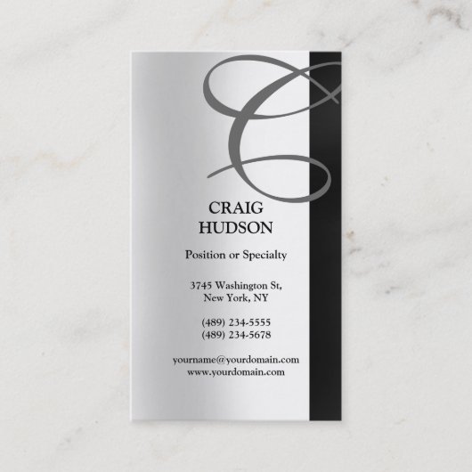 Monogramm-Kalligrafie-Visitenkarte Visitenkarte (Vorderseite)