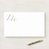 Monogramm Kalligraphie Einzigartig Schlicht modern Post-it Klebezettel (Auf Schreibtisch)
