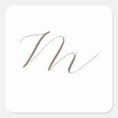 Monogramm Kalligraphie Einzigartig Schlicht modern Quadratischer Aufkleber (Vorderseite)