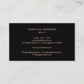 Monogramm Kalligraphie Schwarz-weiße Rose Gold Str Visitenkarte (Rückseite)