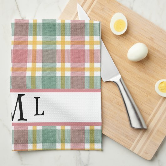 Monogramm Kariert Geschirrtuch (Viertel Falte)