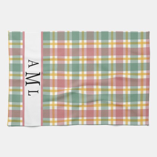 Monogramm Kariert Geschirrtuch (Horizontal)