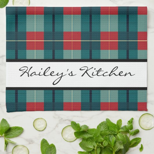 Monogramm Kariert Geschirrtuch (Gefaltet)