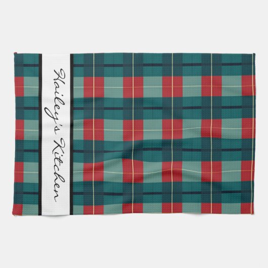 Monogramm Kariert Geschirrtuch (Horizontal)