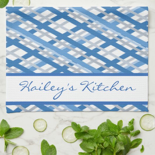 Monogramm Kariert Geschirrtuch (Gefaltet)