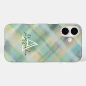 Monogramm kariert pastellgrün, grau, aquamarin Case-Mate iPhone hülle (Rückseite (Horizontal))