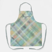 Monogramm kariert pastellgrün, grau, gelb schürze (Vorderseite)