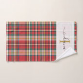 Monogramm Kariert Rustikal Rot Badhandtuch Set (Handtuch)