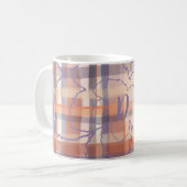 Monogramm karierte Herbstblätter beige Orange lila Kaffeetasse (Vorderseite Links)