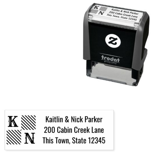 Monogramm karierter Block Permastempel (Beispiel)