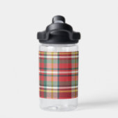 Monogramm Karierter Skriptname Initial Red Trinkflasche (Rückseite)