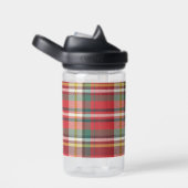 Monogramm Karierter Skriptname Initial Red Trinkflasche (rechts)