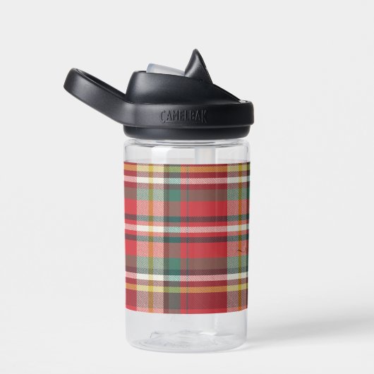 Monogramm Karierter Skriptname Initial Red Trinkflasche (rechts)