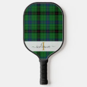 Monogramm Karierter Skriptname Rustic Tartan Pickleball Schläger (Vorderseite)
