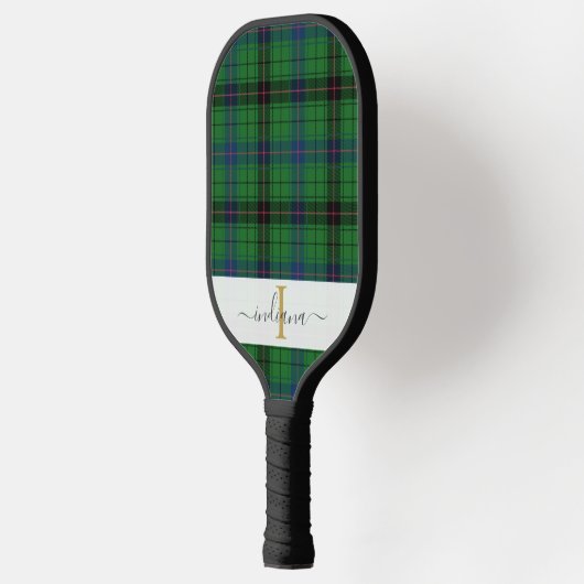 Monogramm Karierter Skriptname Rustic Tartan Pickleball Schläger (Links)