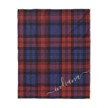 Monogramm Kariertes Tartan Lila rustikaler Name