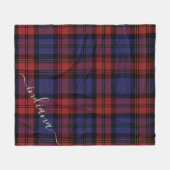 Monogramm Kariertes Tartan Lila rustikaler Name Fleecedecke (Vorderseite (Horizontal))