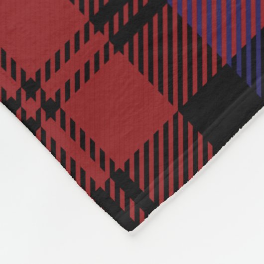 Monogramm Kariertes Tartan Lila rustikaler Name Fleecedecke (Ecke)