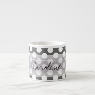 Monogramm Karkohle Grau-Weiße Polka-Dot-Muster Espressotasse