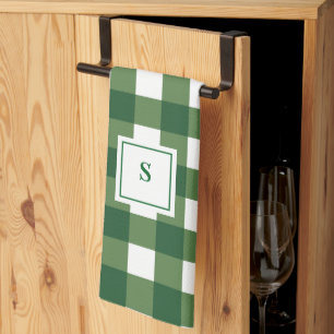 Monogramm Karo Gingham Geschirrtuch