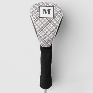 Monogramm-Karomuster Rot Silber Grau Geschenk für Golf Headcover