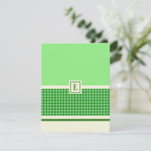 Monogramm-Karte für den grünen Karo Mitteilungskarte