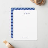 Monogramm-Karte für Französisch-Blau Mitteilungskarte (Vorderseite/Rückseite Beispiel)