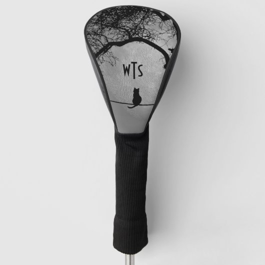 Monogramm Kat auf einem Draht Vollmond Golf Headcover (Vorderseite)