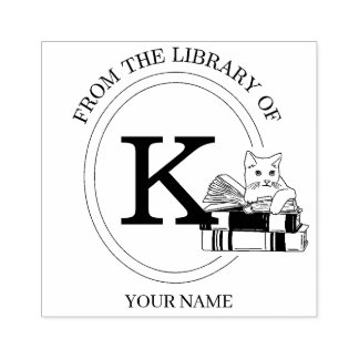 Monogramm Katzen Buch Prägestempel Aus der Bibliot Gummistempel