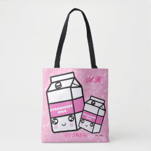 Monogramm Kawaii Erdbeermilch Tasche