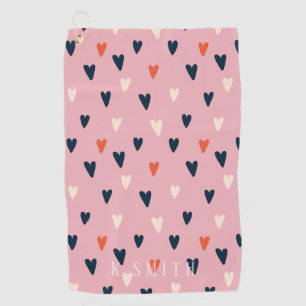Monogramm Kawaii Niedliches Herzmuster Golfhandtuch