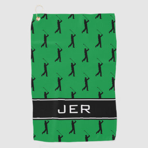 Monogramm Kelly Grün Golfer Muster  Golfhandtuch