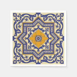 Monogramm-Keramik Azulejo Art-Blau-Servietten Serviette