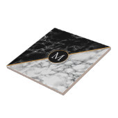 Monogramm Keramik Tile mit Imitaten Schwarz-weiß M Fliese (Seite)