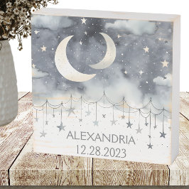 Monogramm-Kinderzimmer für moderne Mond- und Stern Holzkisten Schild