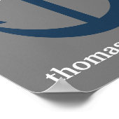 Monogramm-Kinderzimmer für Navy Blue und Grau Anch Poster (Ecke)